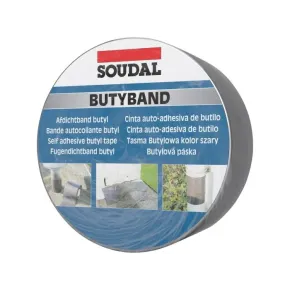 Лента самоклеящаяся 75 мм алюминиевая Butyband Soudal
